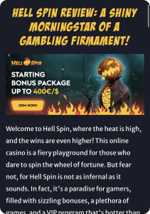 Hellspin casino mobile screen welcome bonus