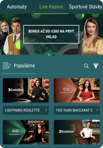 22Bet mobile screen live casino