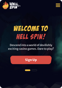 Hellspin casino mobile screen welcome
