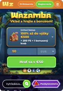 Wazamba casino mobile screen welcome bonus