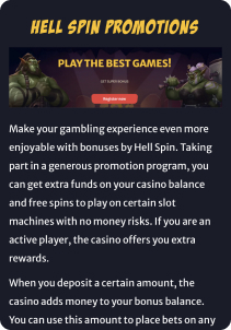 Hellspin casino mobile screen promotion