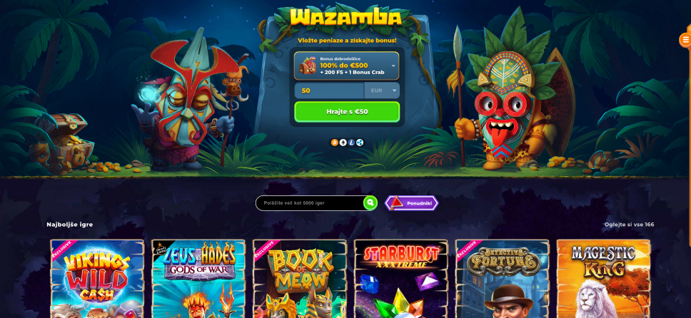 Wazamba screen
